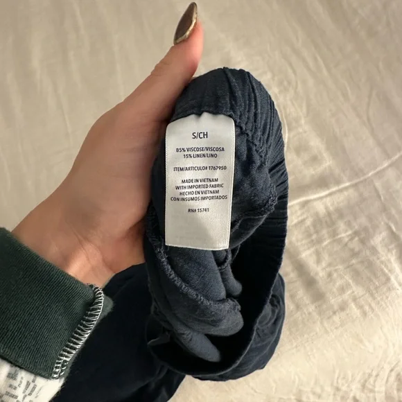 Splendid Navy Blue Linen Joggers - Picture 5 of 5